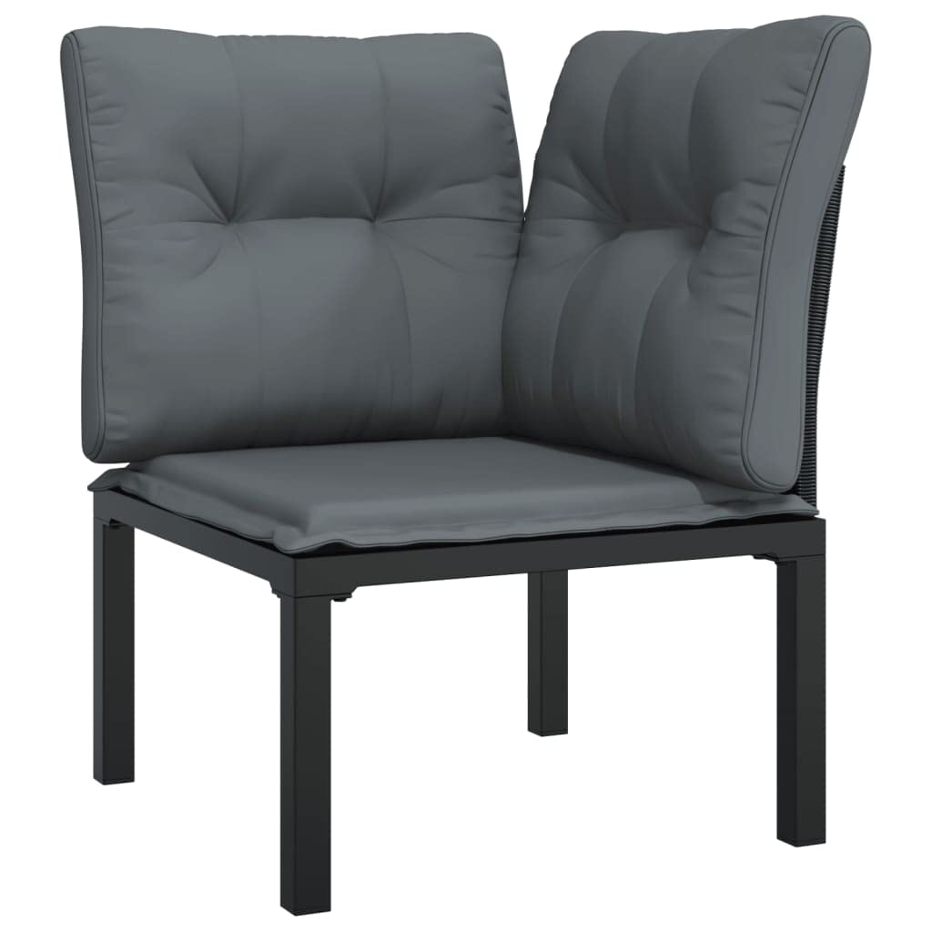 vidaXL Patio Lounge Set 5 Piece, Outdoor Patio Furniture with Coffee Table, Sectional Sofa Set for Garden, Modern Style, Black and Gray Poly Rattan