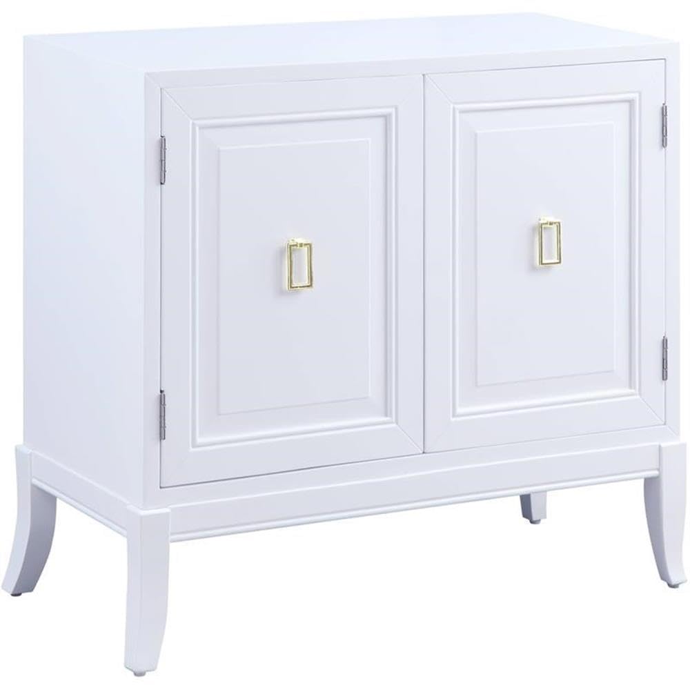 Acme Clem 2 Doors Wooden Console Table with Tapered Leg in White