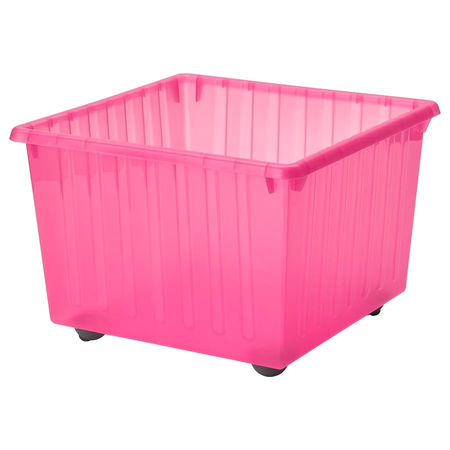 BM Globals Plastic Storage Box with Wheels for Toys, Clothes, Books & Laundry, Rolling Storage Basket, Multipurpose Home Organiz