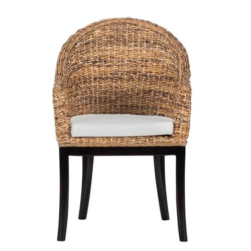 Kosas Home Owen 19" Transitional Rattan Abaca and Mahogany Side Chair in Brown