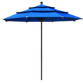 Eliteshade Usa 10-Year-Non-Fading 11Ft 3 Tiers Market Umbrella Patio Outdoor Cylinder Auto Push-Up Table Umbrella With Ventilati