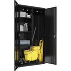 Lorell, Llr00018, 4-Shelf Steel Janitorial Cabinet, 1 Each, Black
