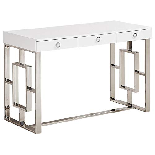 Best Master Furniture Brooks Contemporary 3-Drawer Writing Desk, Silver