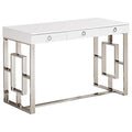 Best Master Furniture Brooks Contemporary 3-Drawer Writing Desk, Silver