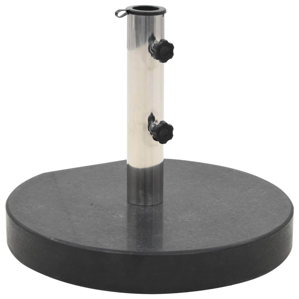 vidaXL Parasol Base - Durable Granite Parasol Stand with Weight Plate, Stainless Steel Tube Holder, Round Black Color, Adjustabl