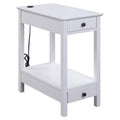 Acme Byzad Wooden Side Table with USB Charging Dock and 2-Drawer in Teal