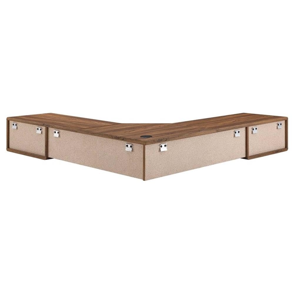 Modway Transmit 55&Quot; Wall Mount Corner Wood Office Desk In Walnut/White