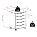 Winsome 10519 Halifax 5-Drawer Composite Wood Cabinet, White