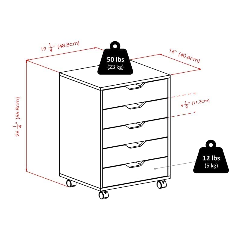 Winsome 10519 Halifax 5-Drawer Composite Wood Cabinet, White