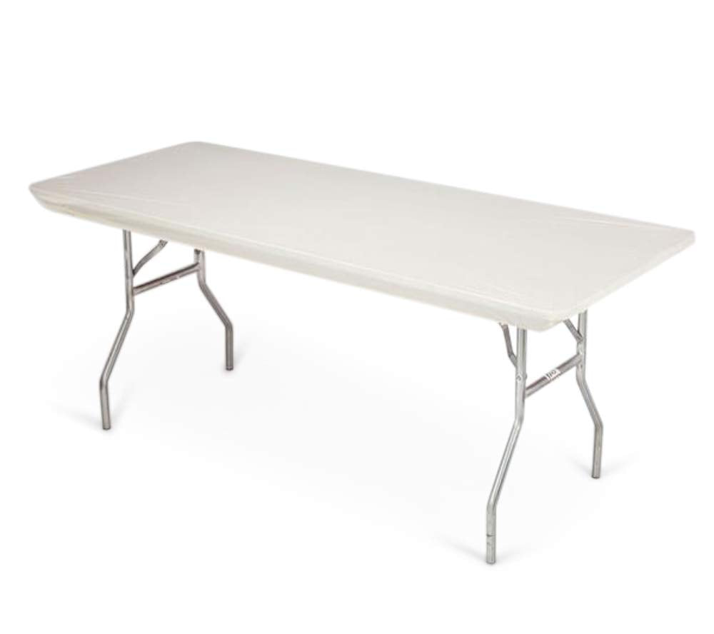 Kwik-Covers 6' Rectangle Plastic Table Covers 30' X 72', Bundle Of 5 (Ivory)