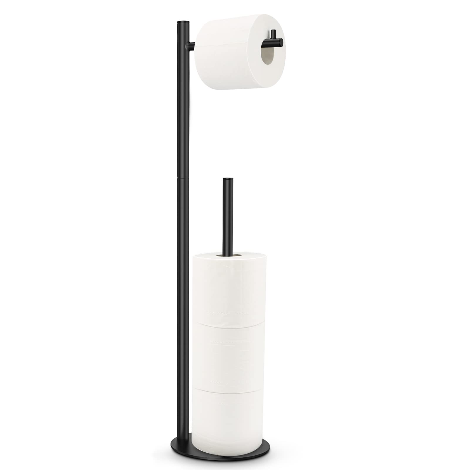 Toilet Paper Holder Stand, Toilet Paper Stand Black, Free Standing Toilet Paper Holder, Toilet Paper Holder with Storage by Bath