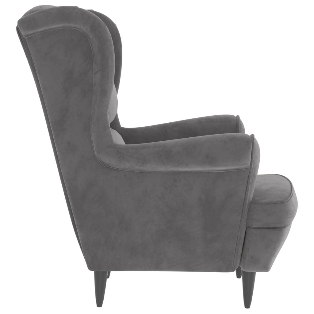 vidaXL Light Gray Velvet Armchair with Sturdy Plywood Frame and Comfortable Seat, Retro-Inspired Design for Home Decor