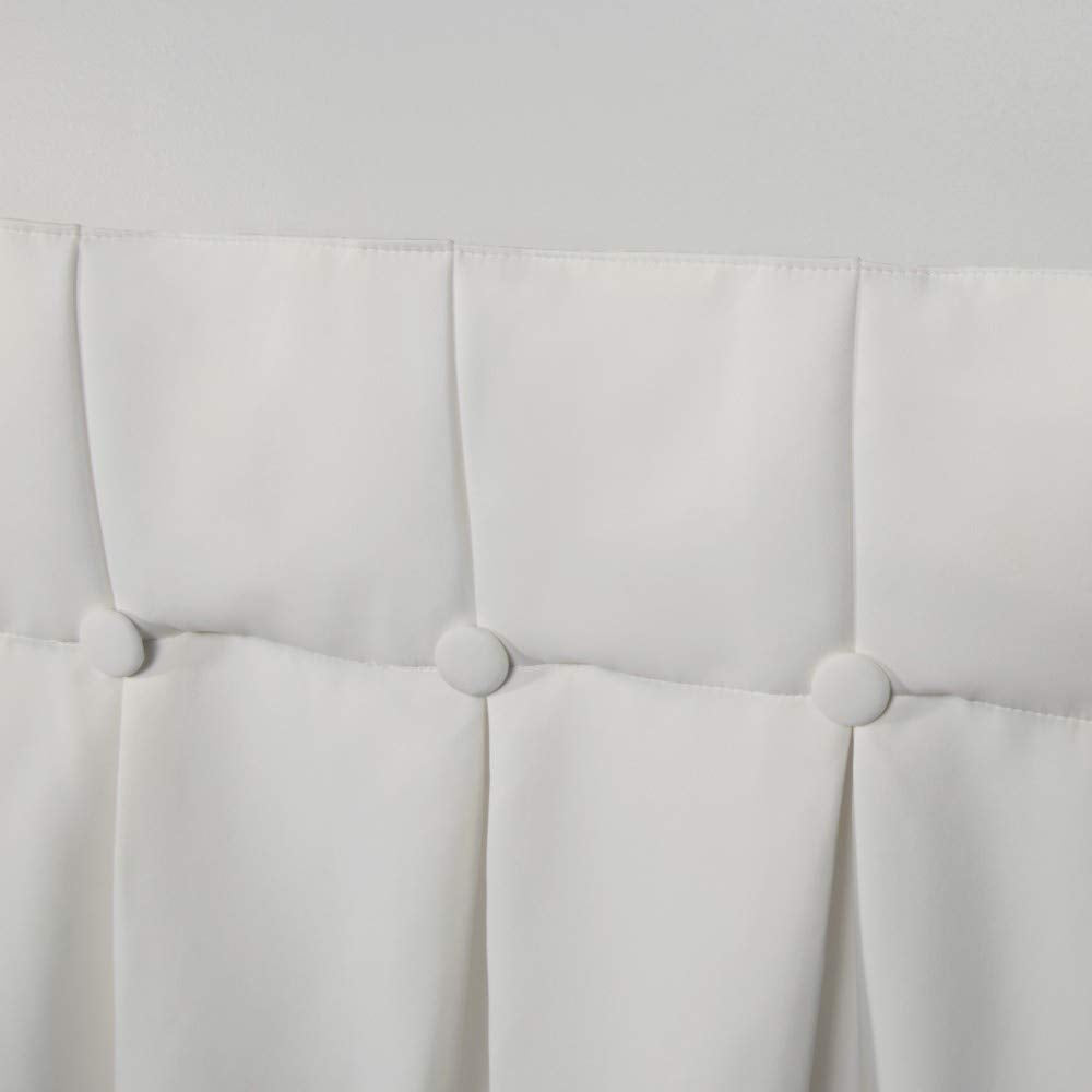 Exclusive Home Sateen Twill Woven Room Darkening Blackout Button Top Curtain Panel Pair, 84'' Length, Vanilla