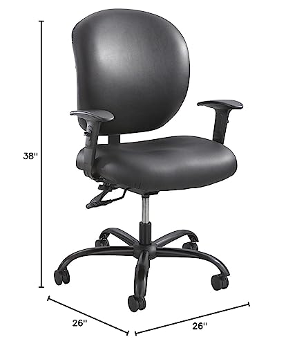 Safco Products 3391Bv Alday 24-7 Ergonomic Rolling Task Chair With Vinyl Seat, Optional Arms, 500 Lbs. Capacity (Sold Separately), Black