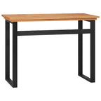 vidaXL 39.4 Solid Teak Wood Desk - Black Computer Writing Study Office Table
