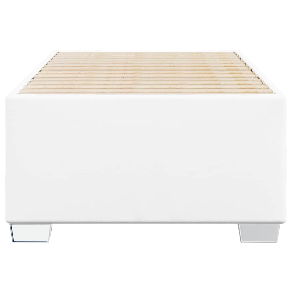 vidaXL - White Twin Upholstered Bedstead Slatted Faux Leather Single Frame for Bedroom