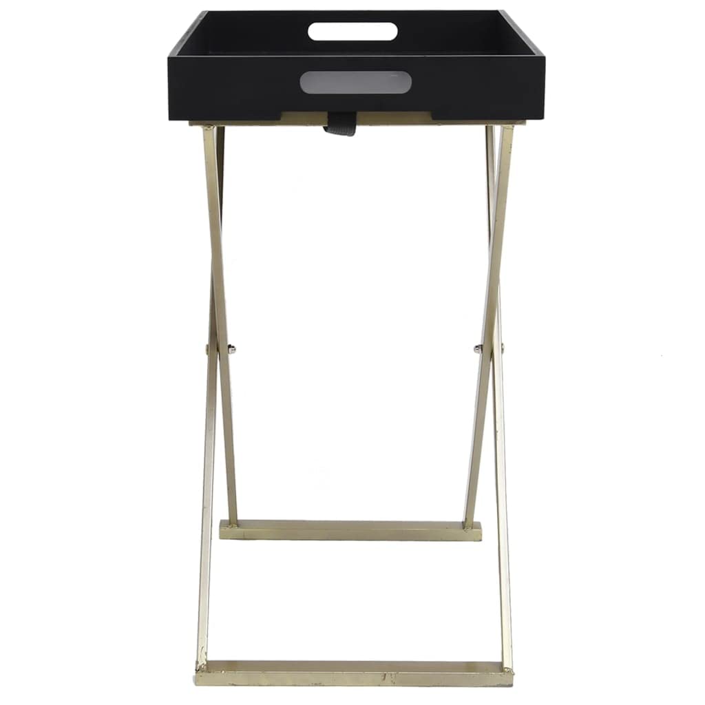 vidaXL Folding Table Accent Foldable Table with Iron Frame Gold and Black MDF