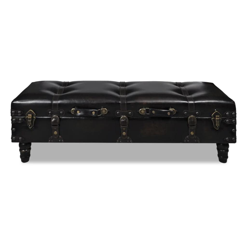 vidaXL Retro Dark Brown Storage Bench 43.7" Solid Pine Wood and Faux Leather – Ample Storage Space, Portable Design and Comfortable Seating Experience