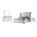 Barzini 4-Piece Upholstered Tufted Bedroom Set White, California King