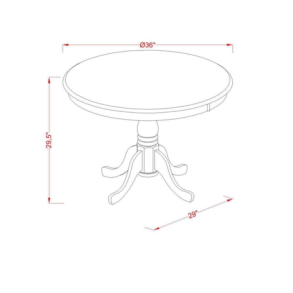 East West Furniture Ast-Blk-Tp Antique Modern Kitchen Table - A Round Dining Table Top With Pedestal Base, 36X36 Inch, Multi-Color