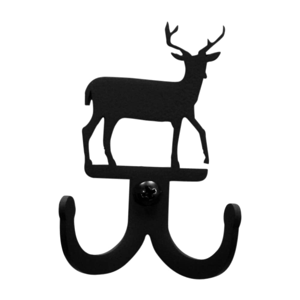 Village Wrought Iron Deer Double Wall Hook Decorative