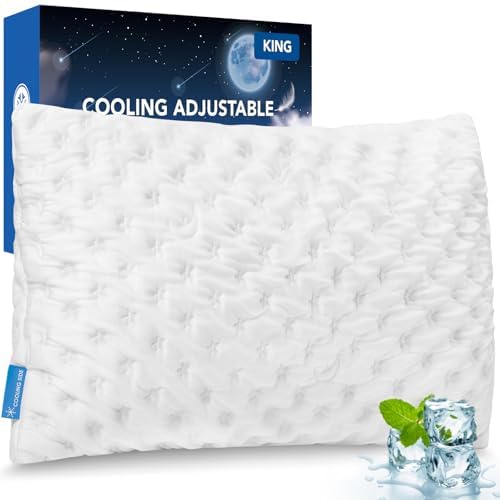 Kucey Cooling Side Sleeper Pillow For Neck And Shoulder Pain, Luxury Shredded Memory Foam Curved Bed Pillows For Sleeping Set Of