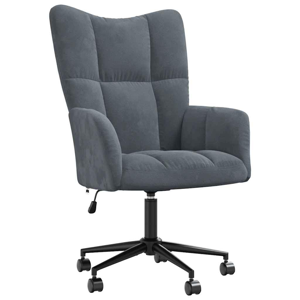vidaXL Recliner Chair with Wheels, Height-Adjustable, Rotatable, TV Chair, Upholstered Chair, Relaxing Chair, Wing Chair, Living Room, Dark Grey, Velvet