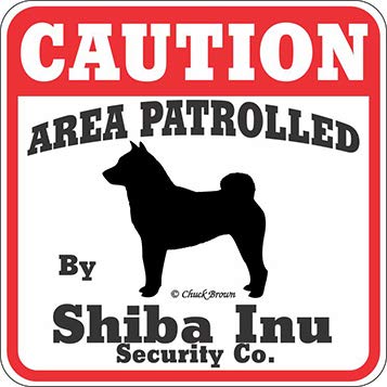 Dog Yard Sign Caution Area Patrolled by Shiba Inu Security Company