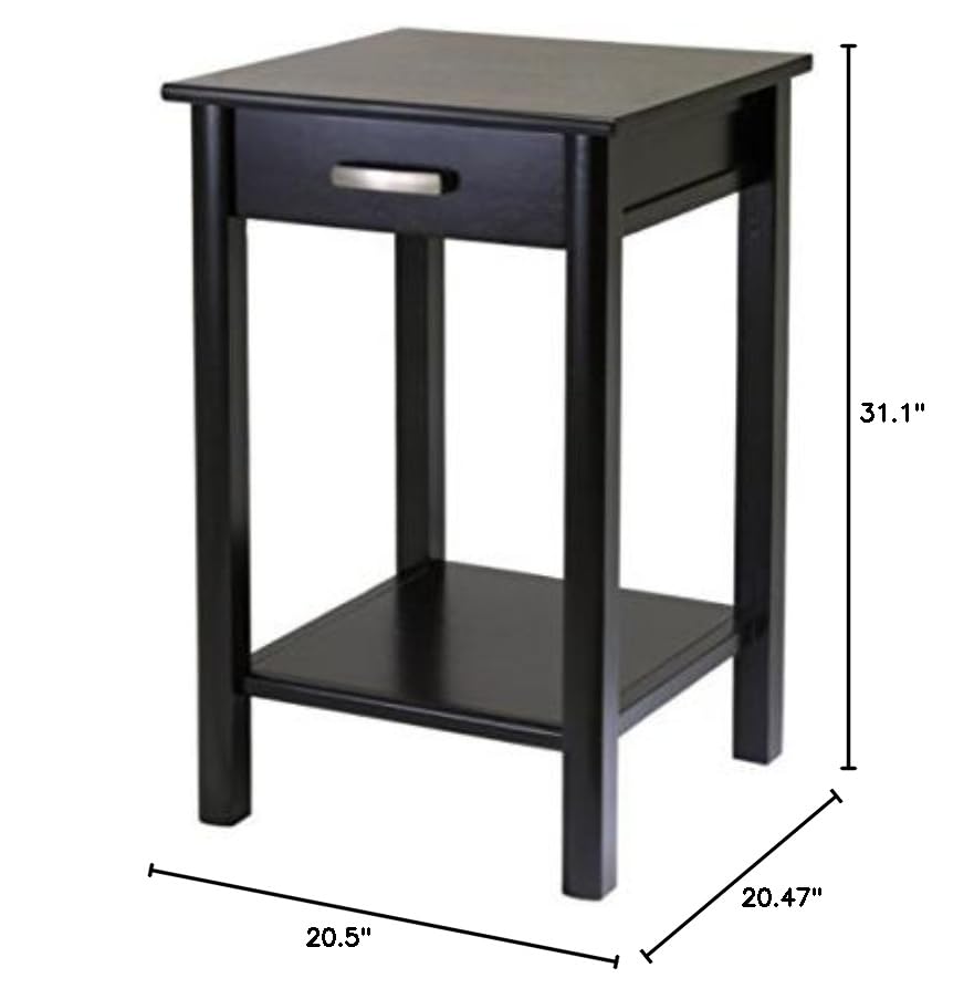 Ergode Wood Burke Home Office Printer Stand | Cottage Style Design | Adjustable Center Shelf | Ample Storage Space | Dark Coffee Finish | 19.84' W x 19.84' D x 31.1' H (92719-VV)