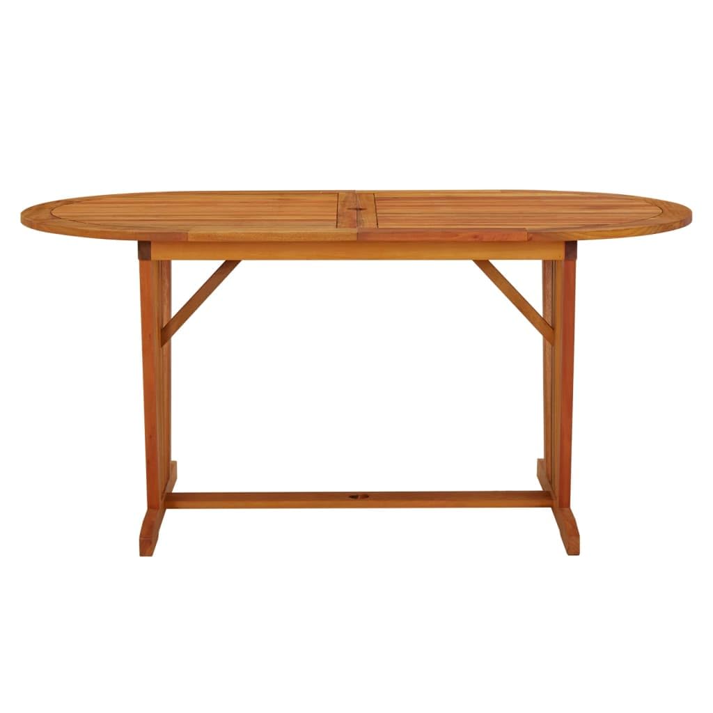 vidaXL Outdoor Patio Dining Table in Brown - Solid Eucalyptus Wood with Umbrella Hole - Farmhouse Style - 63"x33.5"x29.5" Dimensions - Requires Assembly