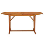 vidaXL Outdoor Patio Dining Table in Brown - Solid Eucalyptus Wood with Umbrella Hole - Farmhouse Style - 63"x33.5"x29.5" Dimensions - Requires Assembly