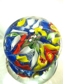 M Design Art Blown Glass Rainbow Millefiori Paperweight PP-0163 [Kitchen]