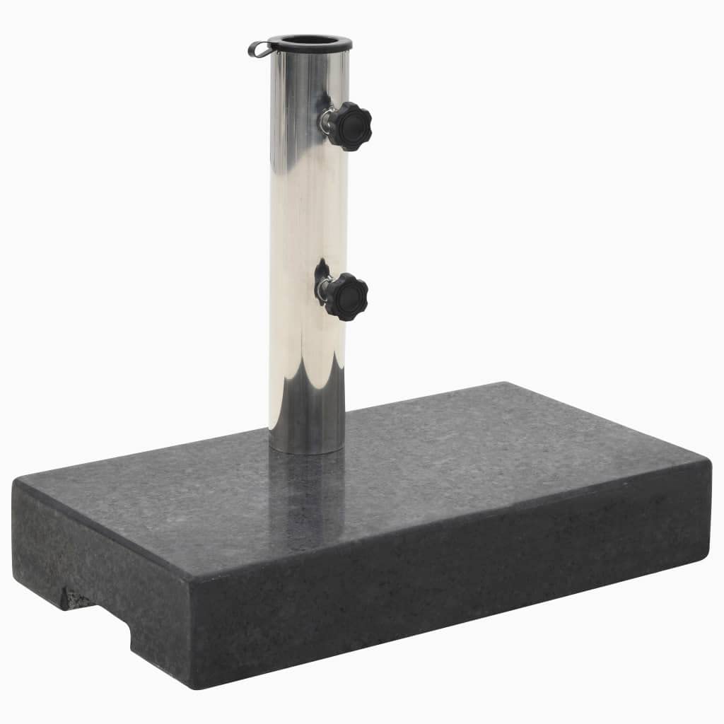 vidaXL Granite Parasol Base, Rectangular Umbrella Stand, 55.1 lb with Stainless Steel Tube Holder, Black, Adaptable for 1.5/1.9 