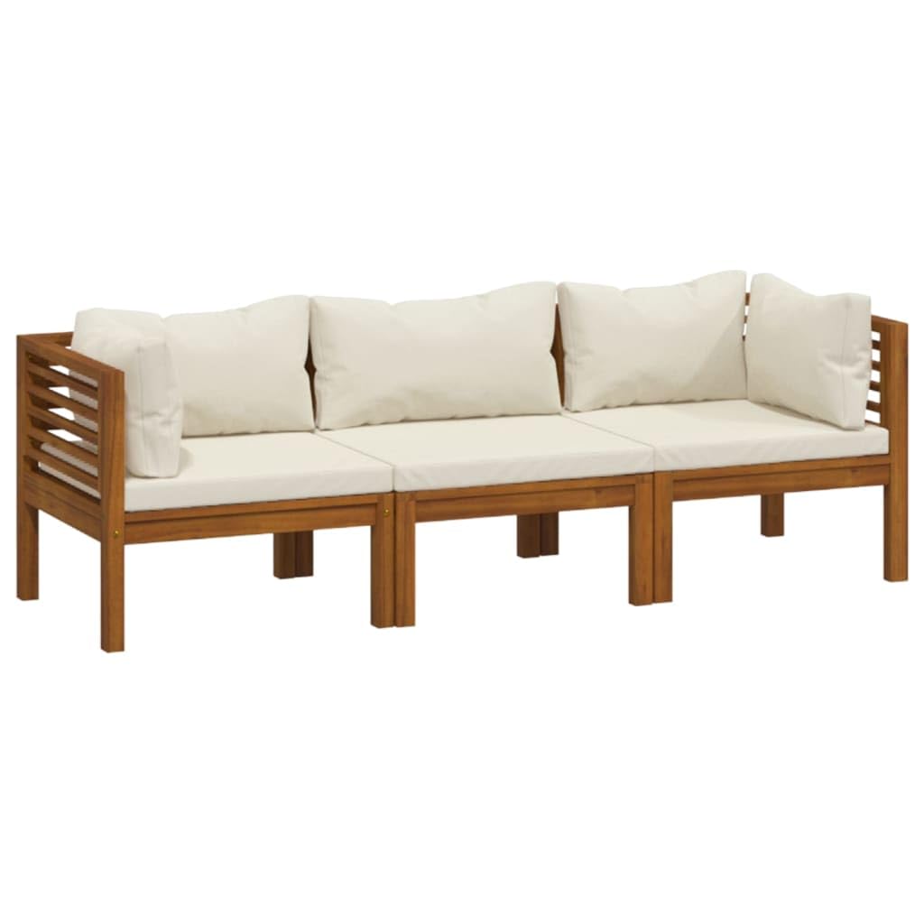 vidaXL Patio Lounge Set, 3-Seater, Patio Furniture Set for Outdoor Garden, Sectional Sofa with Cushions, Corner Sofa, Retro Style, Solid Wood Acacia
