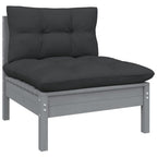 vidaXL Solid Pinewood Patio Lounge Set 13 Piece with Cushions Garden Outdoor Lawn Yard Terrace Balcony Wooden Seat Seating Furniture Gray