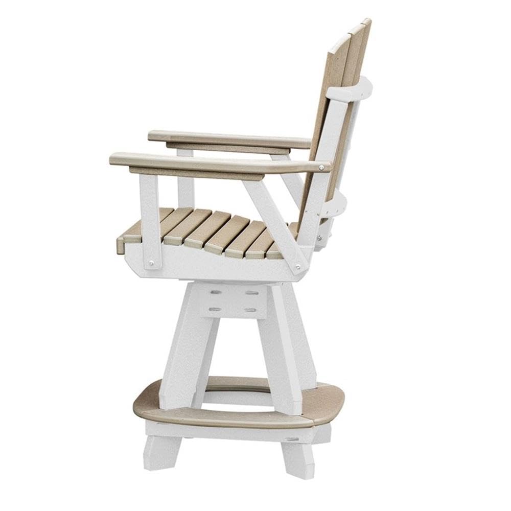American Furniture Classics OS Home and Office Model 130-C-WWWT Arm Weatherwood on a White Base Counter Height Swivel Dining Chair