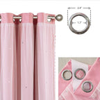 Yancorp Pink Curtains For Bedroom Living Room Thermal Insulated Kids Curtain Hollow-Out Star Window Nursery Curtain 96 Inches Length Room Darkening Grommet(Pink,52 * 96),1 Panel