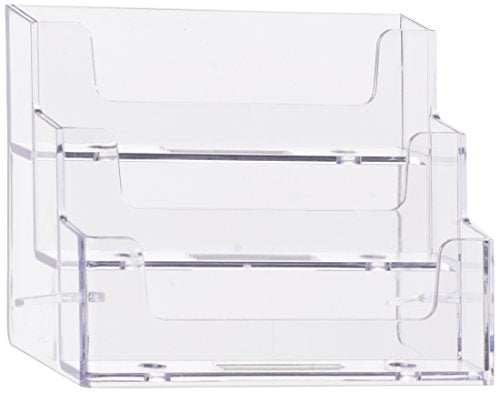 3 Pocket Premium Clear Acrylic Business Card Holder (1 Pack)