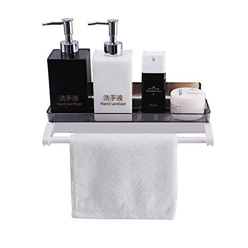 APURK Multipurpose Self Adhesive Bathroom Shelf Rack with Towel Bar | No Drill Wall Mount Organizer | Waterproof Space Saving Ra