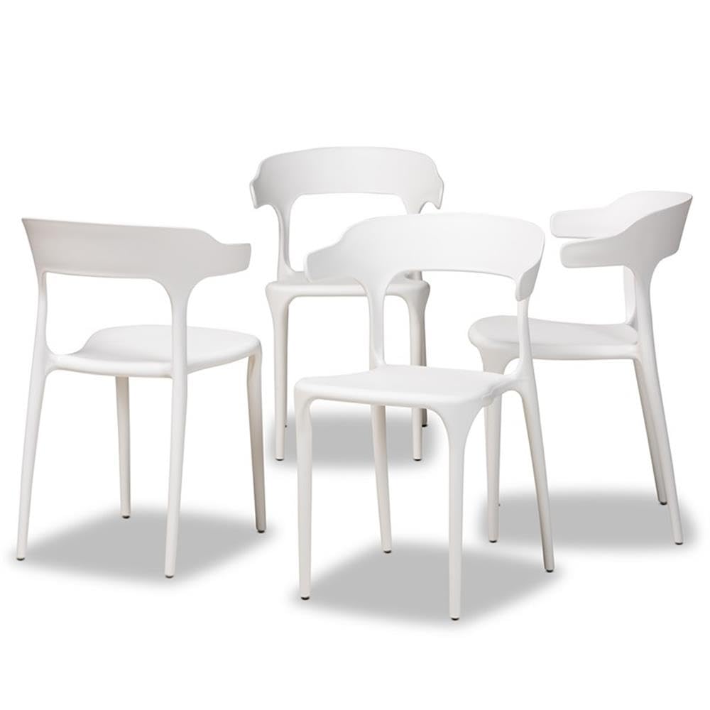 Baxton Studio Gould Modern Transtional White Plastic 4Piece Dining Chair Set