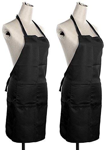 Yellow Weaves Polyester Waterproof Apron, 22 X 30 Inches (Black)  Set Of 2