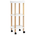 vidaXL Scandinavian 3-Tier Rolling Trolley - White, 15x15x32.3, Engineered Wood and Solid Pine, Mobile Storage Cart with Lockabl