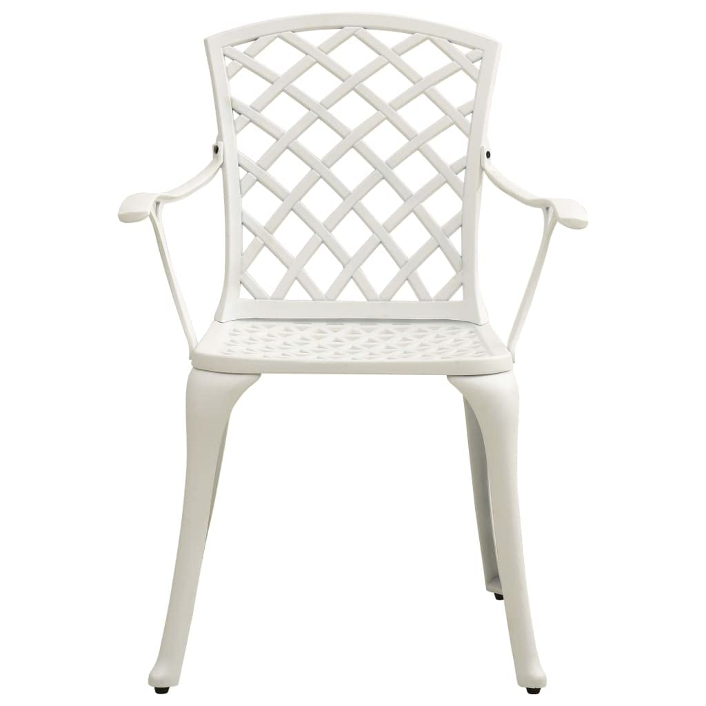 vidaXL Patio Dining Chairs - Set of 4, Outdoor Furniture, Industrial Design, Aluminum Construction, White Finish, High Backrest, Ergonomic Armrests