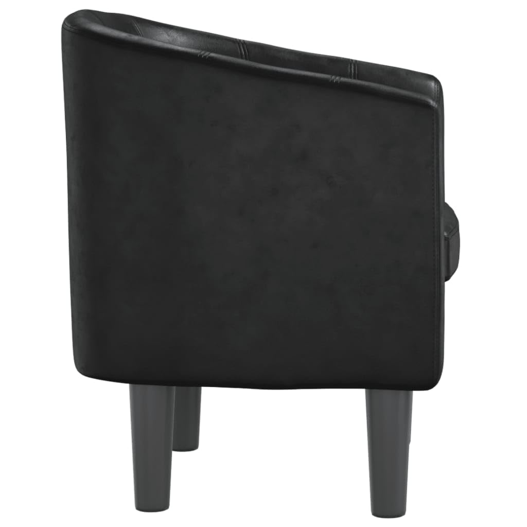 vidaXL Modern Tub Chair in Black Faux Leather - Sturdy Elegant Seating for Living Room, Bedroom, Guest Room or Office with Robust Frame and Comfortable Padding
