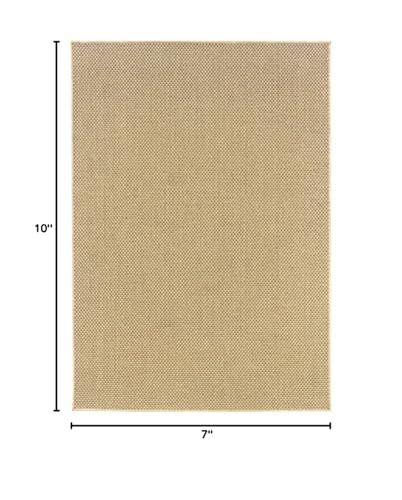 HomeRoots Polypropylene 7’x10’ Solid Sand Beige Indoor Outdoor Area Rug
