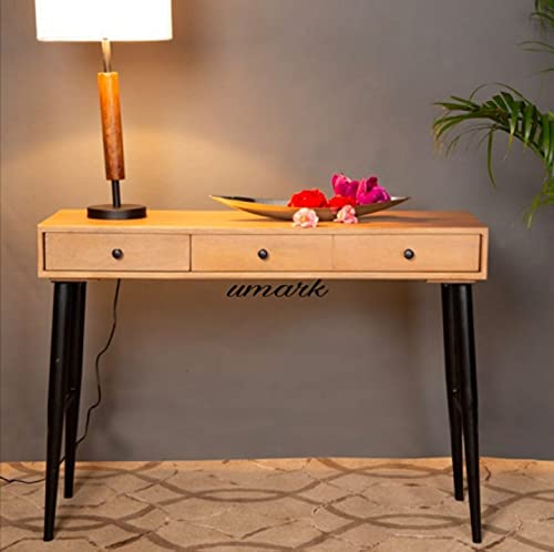 Umark Sheesham Wood Writing Study Desk For Home And Office Study Table Computer Desk, Natural & Black