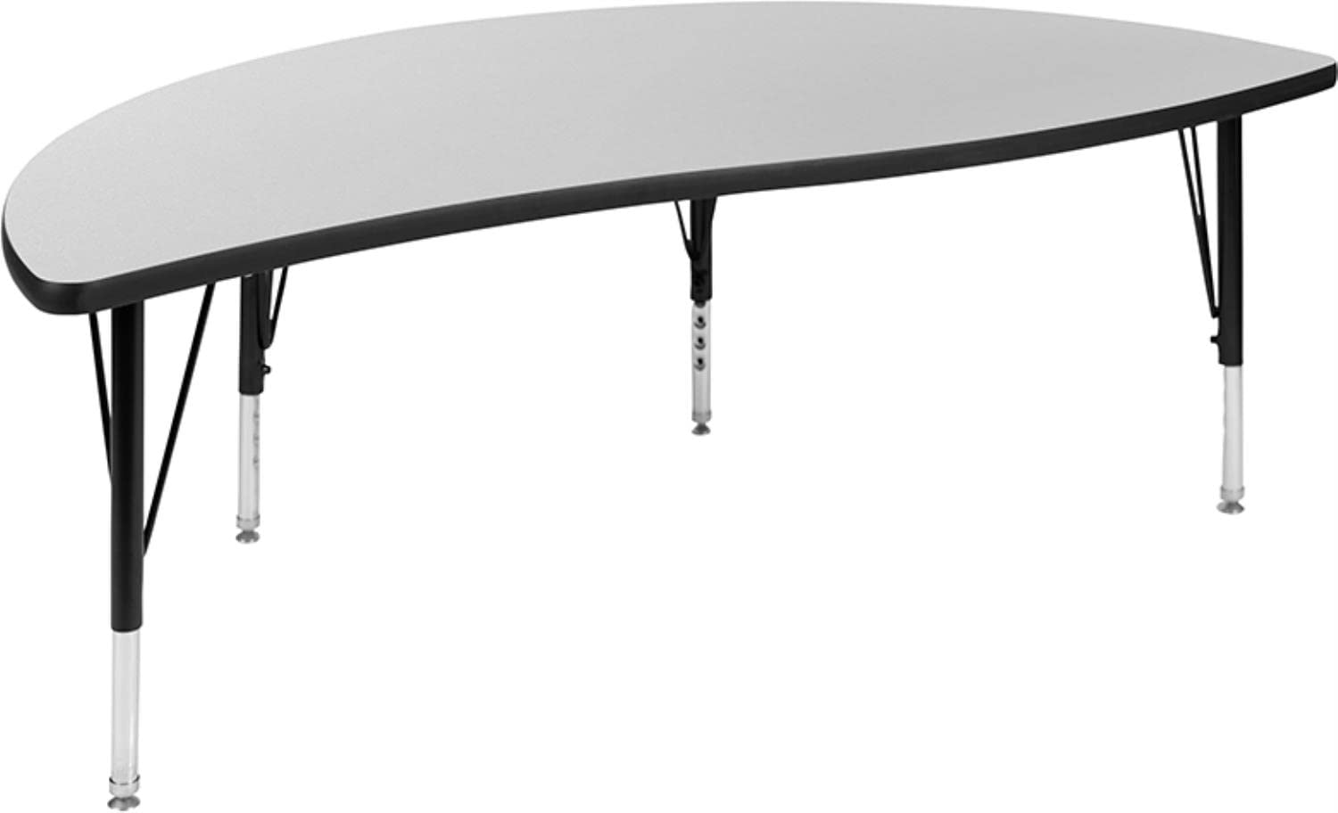 Flash Furniture Emmy 60" Circle Wave Flexible Laminate Activity Table Set with 12" Student Stack Chairs, Grey/Black