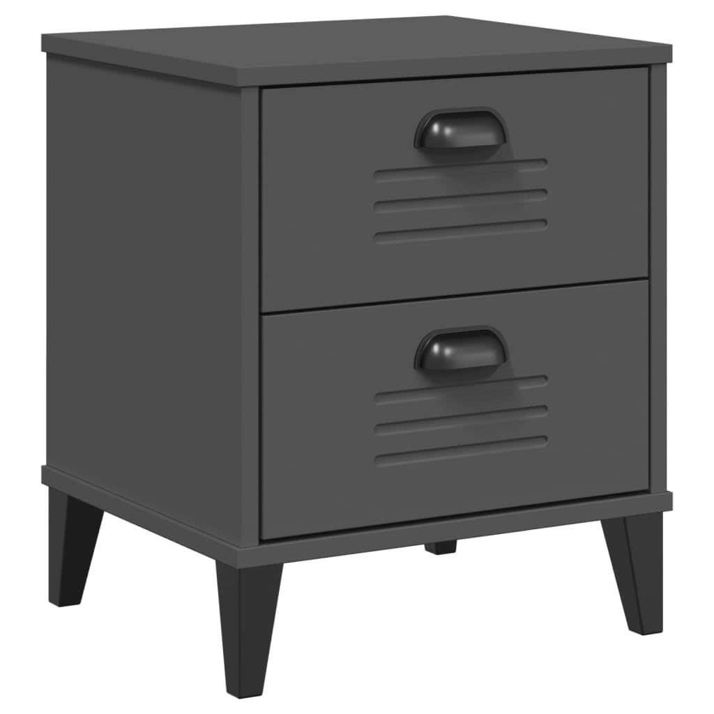 vidaXL Bedside Cabinet/Accent End Table - Anthracite Gray - Engineered Wood - 2 Drawers - 15.7"x13.8"x18.9" - Bedroom/Living Room - Industrial Design - Easy to Clean - Plastic Handles