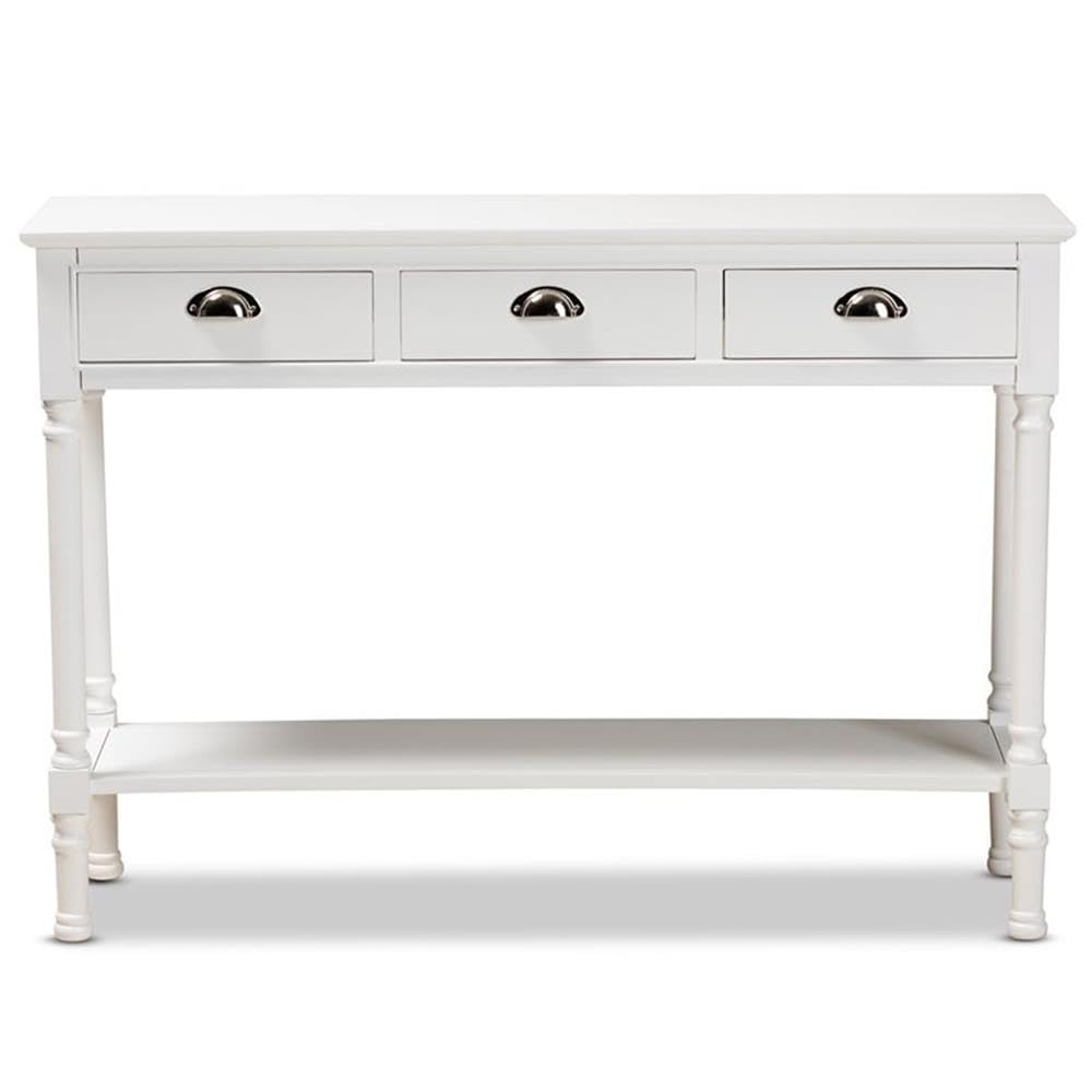 Baxton Studio Garvey French Provincial White Finished Wood 3-Drawer Entryway Console Table White/Wood
