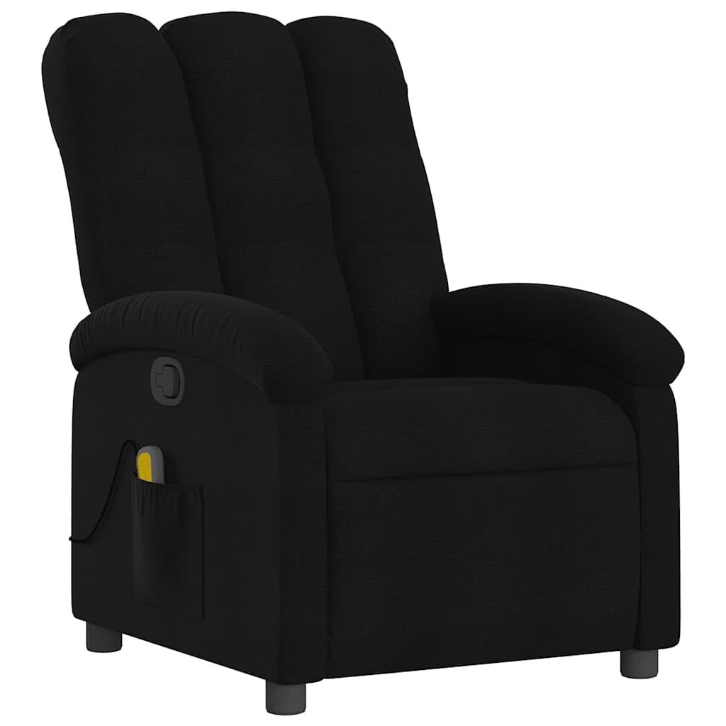 vidaXL Massage Recliner Chair for Adults, Single Theater Seating with Vibration Massage & Manually Adjustable Backrest/Footrest, Modern Reclining Sofa for Living Room, Black Fabric